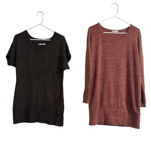 2 Maurices Sweaters Lot Brown Rust Red Long Sleeve Top Bundle Top Shirt Medium